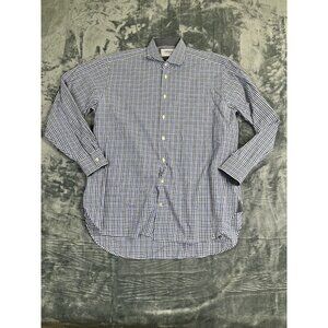 Charles Tyrwhitt Mens Blue Gingham Check Button-Down Shirt Size XL Long Sleeve